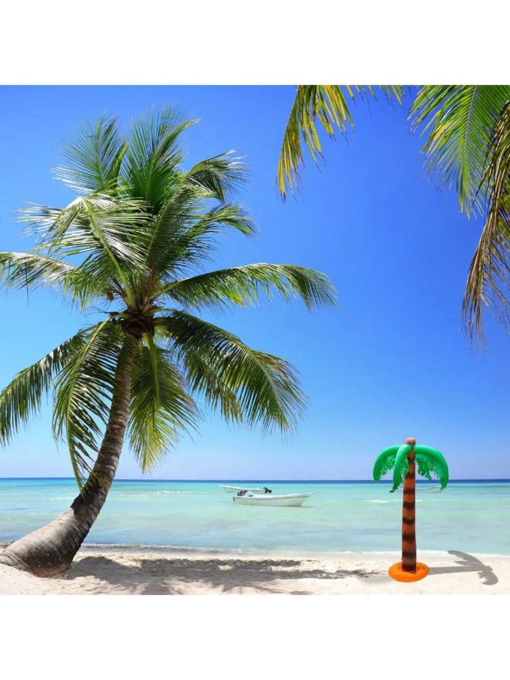 8 Pack Inflatable Luau Party Decor - Palm Trees, Beach Balls & Flamingos, Summer